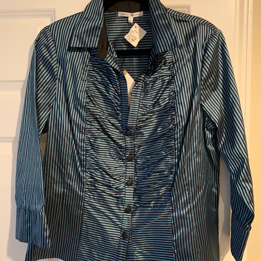 NWT Marisa Baratelli Striped Blouse Size 12